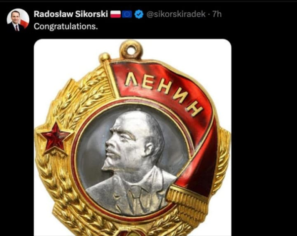 Сікорський “відзначив” Орбана орденом Леніна після його висловлювання&hellip;