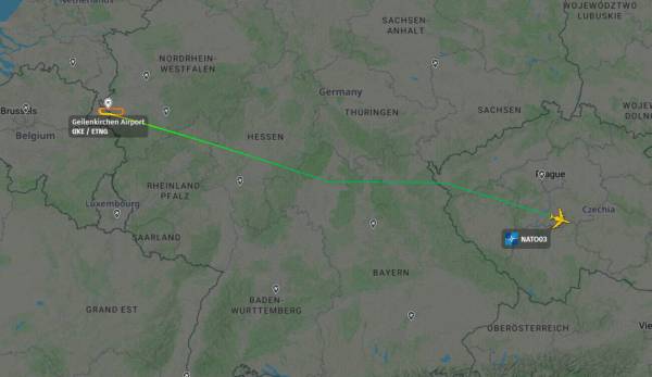 Маршрут польоту E-3A Sentry НАТО під номером LX-N90442. 20 серпня 2026 року. Джерело: AirNav Radar