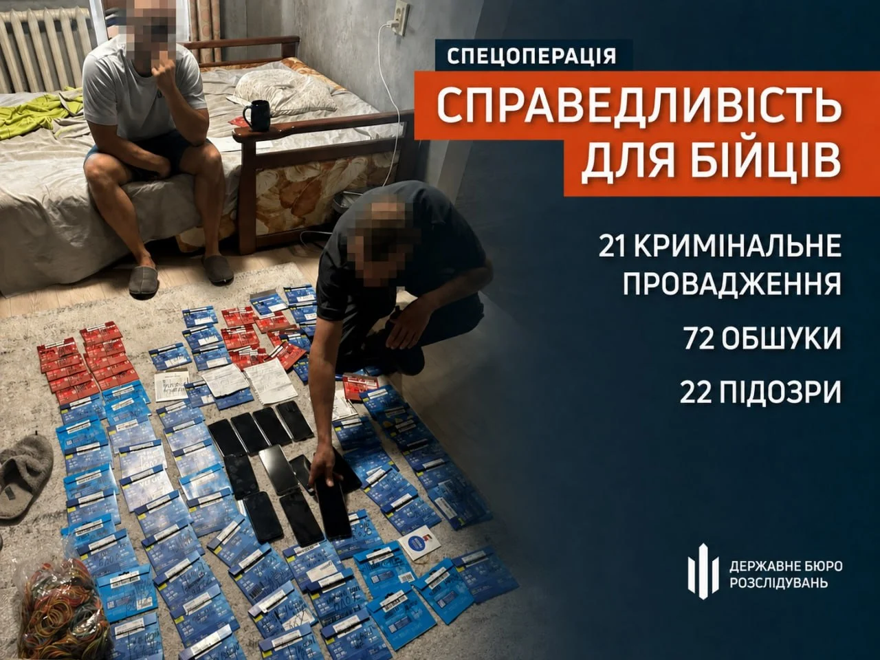 «Справедливість для бійців»: ДБР проводить 72 обшуки через незаконні виплати та використання військових на приватних роботах