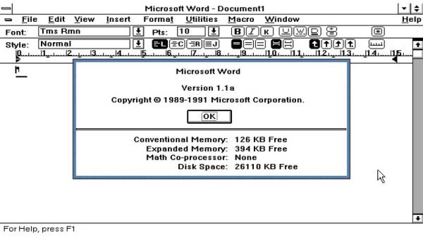 Легендарний текстовий редактор Word 1.1a 1990 року перенесено на архітектуру Windows 11