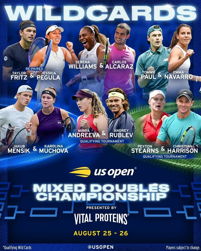 US Open 2026: Вільямс і Алькарас зіграють у міксті 4